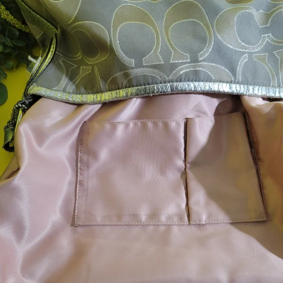 Coach Peyton White Silver Satin Canvas Logo Metallic Hobo Bag - Picture 12 of 14